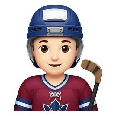 Cute cartoon hockey player sticker pack, wearing бордовый and темно синий uniform, for a children's team. sticker
