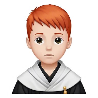 boy whit red hair in Carthusian black and white monk's robe sticker