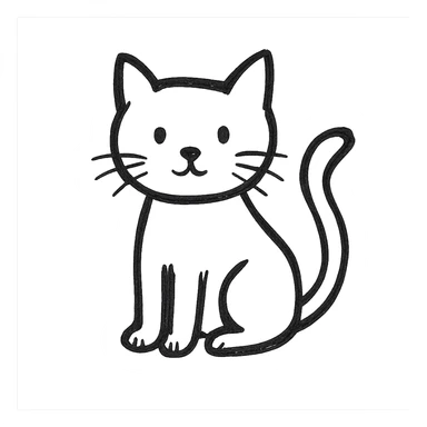cat hand drawn black outline icon sticker