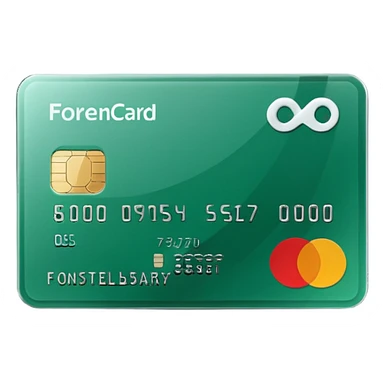 нарисуй тёмно зелёную банковскую карту "FORENCARD" sticker