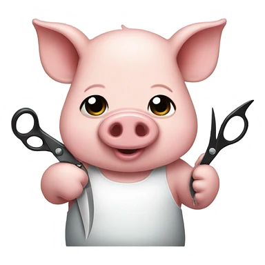 Pig holding scissors sticker