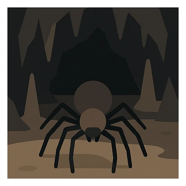 Flat design style spider in the cave sticker