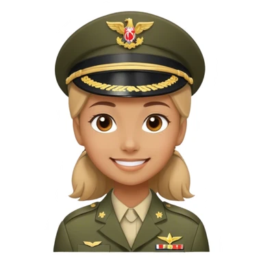 smiling girl in military uniform sticker