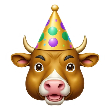 New Year's dressed bull emoji sticker
