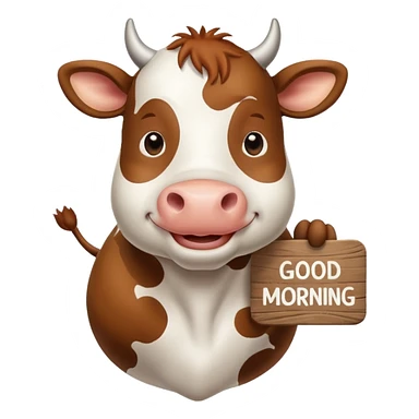 Cow with inspirational good morning sign sticker