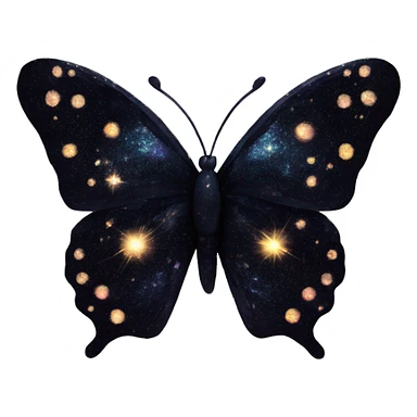 sparkly starry black galaxy butterfly sticker