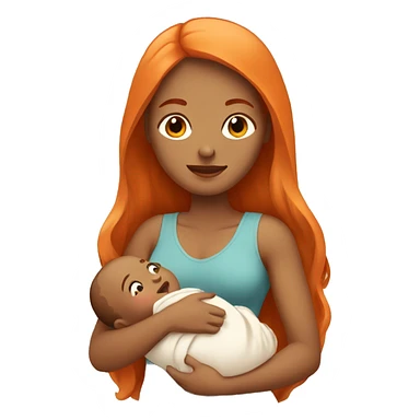 Tan girl with long orange hair holding newborn baby in arms sticker