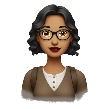 A indien beautiful girl with dark Brown hair with glasses and red lipstick sticker