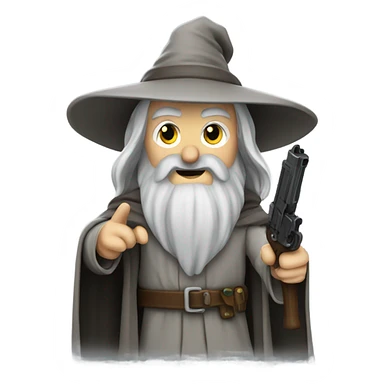 Gandalf with a pistol sticker