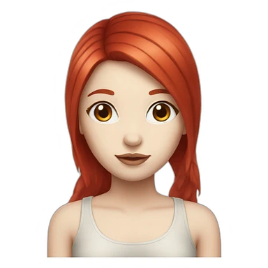 Girl with white skin and cherry red hair and black eyes sticker