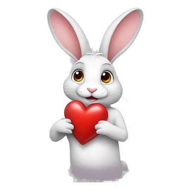 Rabbit holding a heart sticker