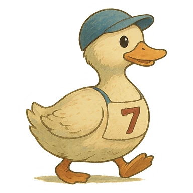 cartoon duck for a duck race in ghibli style sticker