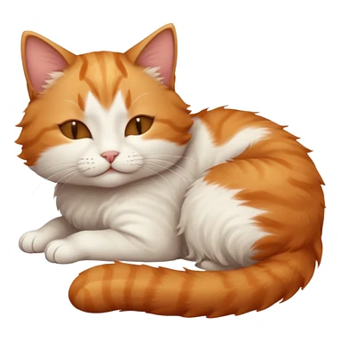 ginger and white small cat eyes closed lying down in weird position sticker