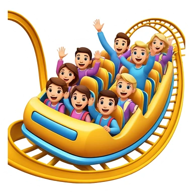 roller coaster with people riding, cheerful expressions sticker