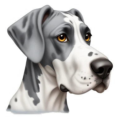 Gray and white harlequin Great Dane with one blue eye and one brown eye sticker