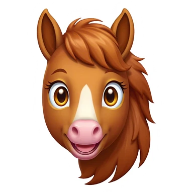 Cinematic Comical Chestnut Horse Portrait Emoji, Head tilted dramatically with an exaggeratedly amused expression, featuring a striking chestnut fur with a glossy finish and wide, expressive amber eyes filled with playful disbelief, Simplified yet hilariously expressive features, highly detailed, glowing with a slightly sassy glow, high shine, dramatic yet playful, stylized with an air of cheeky mischief, bright and endearing, soft glowing outline, capturing the essence of a spirited and over-the-top horse, so meme-worthy it feels like it could side-eye its way into internet fame instantly! sticker