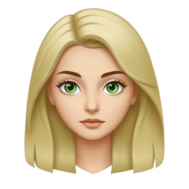 женщина с зелёными глазами, красивыми бровями, бежевыми волосами длинными, с асимметричным пробором   sticker