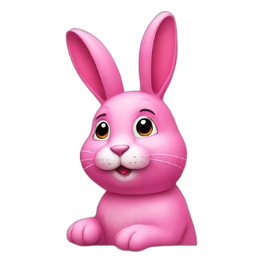 pink rabbit thinking sticker