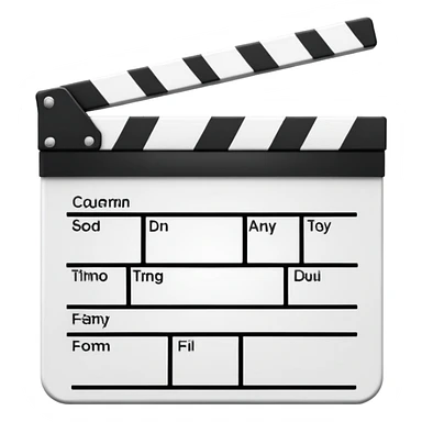 open clapperboard outline from front view, only black lines, no fill sticker