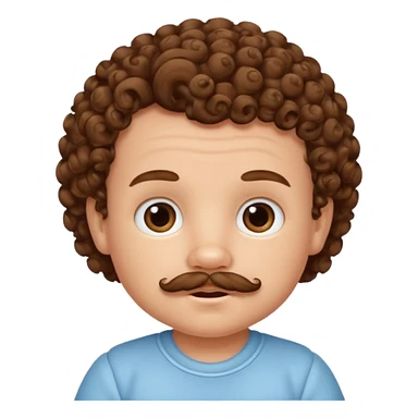 curly hair mustashed baby sticker