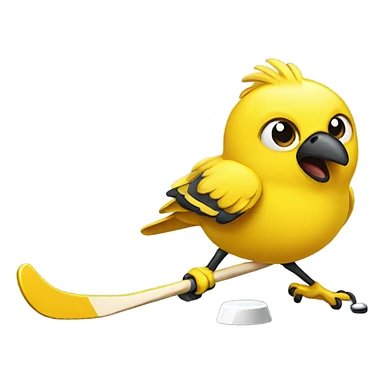 Yellow bird playing hockey sticker