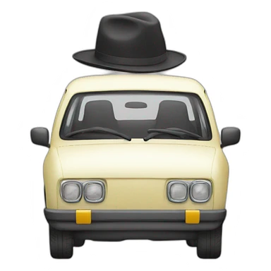 Car with hat sticker