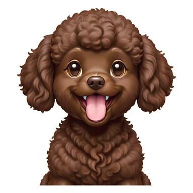 Cinematic Cute Yawning Chocolate Poodle Portrait Emoji, Head tilted slightly with a dramatic, wide-open yawn, displaying a soft, curly chocolate Fur with a refined texture, floppy ears slightly drooping, round brown eyes barely open in drowsy contentment, Simplified yet irresistibly adorable features, highly detailed, glowing with a soft, cozy glow, high shine, relaxed yet expressive, stylized with a touch of whimsy, bright and endearing, soft glowing outline, capturing the essence of a sleepy yet affectionate companion, so drowsy it feels like it could stretch right out of the screen and curl up for a nap! sticker