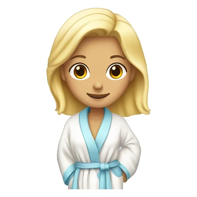 pretty blonde girl in bath robe with hair towel sticker