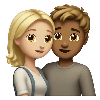short girl with blonde hair hugging tall boy with brown hair sticker