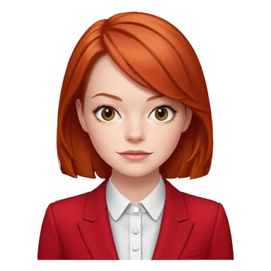 red haired emma stone in red suits sticker