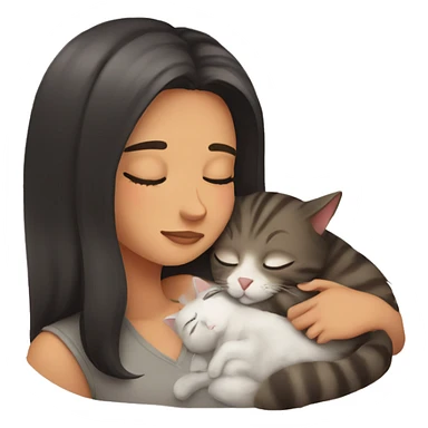 girl sleeping with her cat sticker
