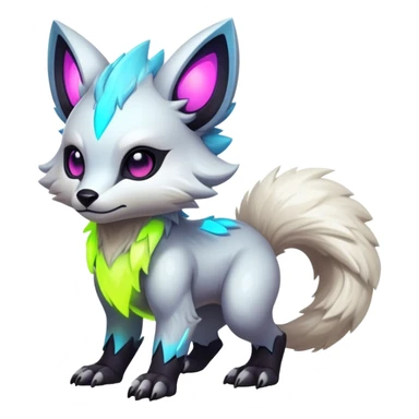 Epic Edgy Cute Colorful Vibrant Light Pale Modern Vernid-Protogen-creature-animal, full body sticker