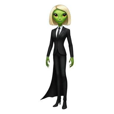 a blonde reptilian alien woman as men in black, full body, full figure sticker