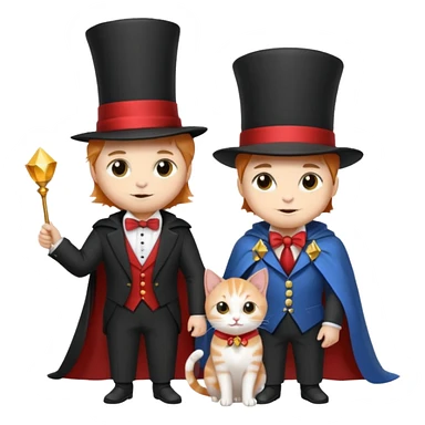 magician couple and their pet cat sticker