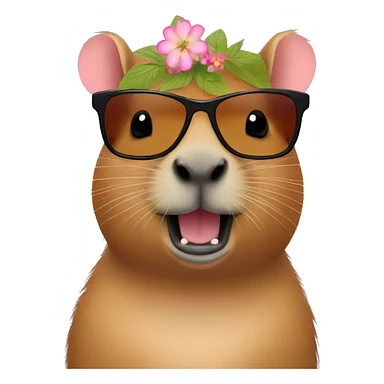 capybara with sunglasses and flower shirt eating poke sticker
