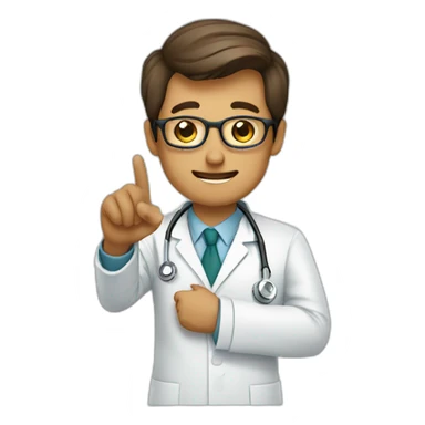 Doctor pointing to top sticker