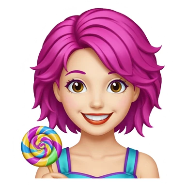 colorful hair woman with candy costume sticker