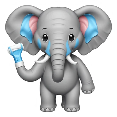 elephant with a tube of toothpaste sticker