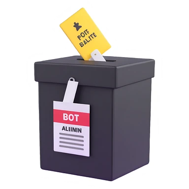 3D ballot box with Admin Bewerbungen sign sticker