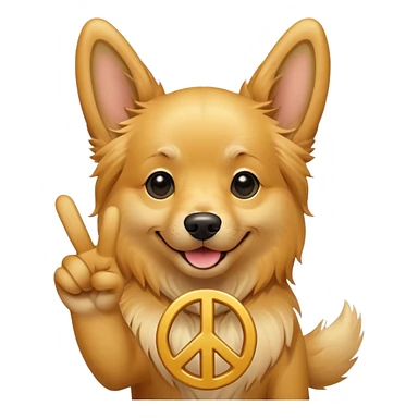 Dog holding a peace sign sticker