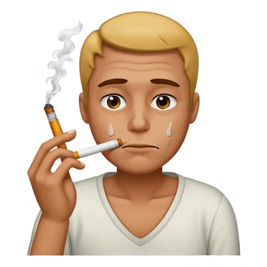 drunk and sweaty emoji smoking 7 cigarettes sticker