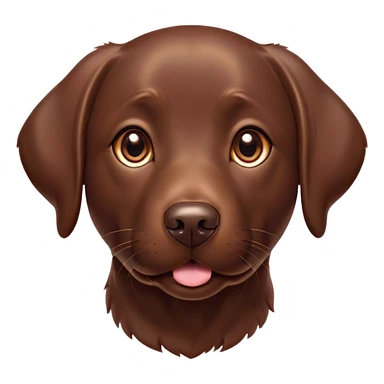 Cinematic Cute Chocolate Labrador Portrait Emoji, Head tilted playfully and inquisitively, featuring a sleek chocolate Fur with a lustrous sheen, round, sparkling brown eyes filled with curiosity, Simplified yet irresistibly adorable features, highly detailed, glowing with a warm, friendly glow, high shine, affectionate and spirited, stylized with a touch of whimsy, bright and endearing, soft glowing outline, capturing the essence of a mischievous yet loving companion, so playful it feels like it could dash out of the screen and into your arms! sticker