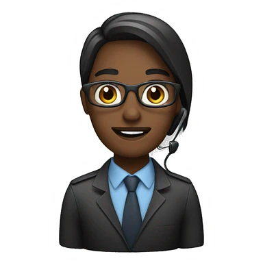 customer service operator, dark complecion sticker