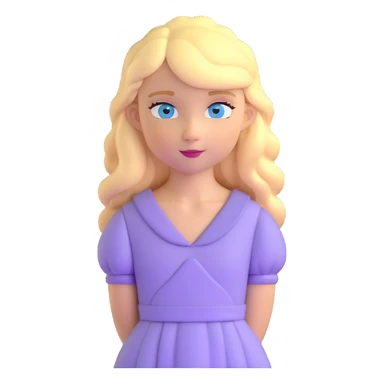 blonde girl with blue eyes and slight wavy hair wearing a lilac dress sticker