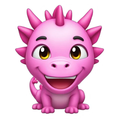 3d emoji,  transparent background, show face only, pink dragon with sad smile, cute style sticker