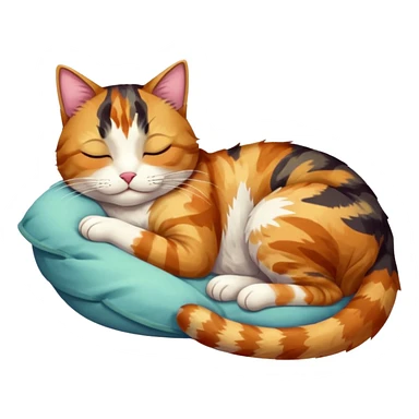 full body colourful light patched calico tabby cat sleeping sticker