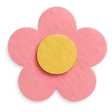 pink flower-shaped candy, paper craft style, isolated on transparent background sticker