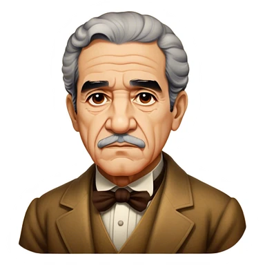 Cinematic Realistic Gabriel García Márquez Portrait Emoji, depicted as a visionary writer with a contemplative gaze in period attire, rendered with rich textures and warm literary lighting that captures his magical realism legacy. sticker