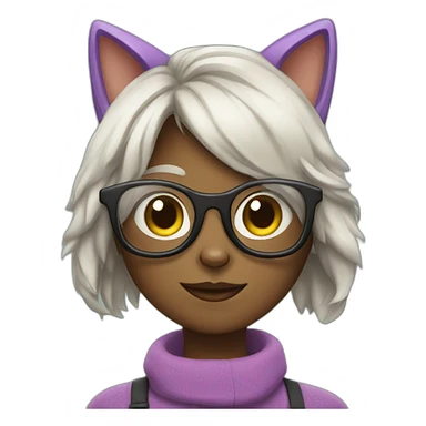 cat girl with glasses sticker