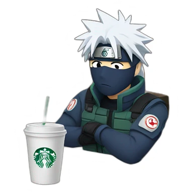 kakashi drinks starbucks sticker